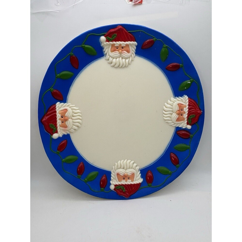 Vintage Easter Unlimited Santa Christmas Plate Round Platter Holiday Serveware”
